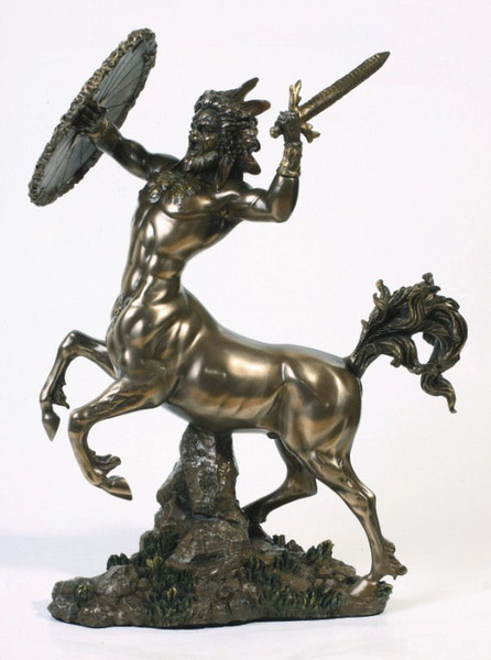 Centaur in Battle Sculpture in Bronze Patina